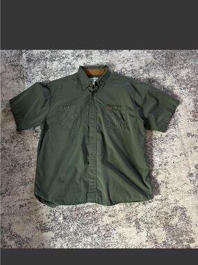 Carhartt Olive Green Short Sleeve Button-Up Shirt